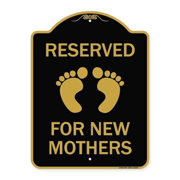 Signmission Pink Reserved Parking for New Mothers, Black & Gold Aluminum Sign, 18" x 24", BG-1824-23299 A-DES-BG-1824-23299 - main